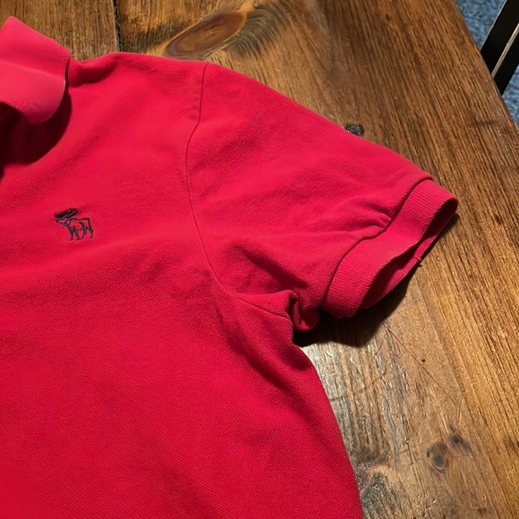 Abercrombie and Fitch Mens XL Muscle Polo Tshirt Red Moose Logo Workwear collar - Picture 7 of 10